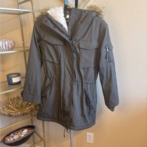 S13 New York Hooded Faux‎ Fur Trim Sherpa Lined Parka Jacket